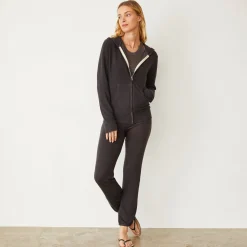 MONROW Supersoft Zip Up Hoody WASHEDBLACK Hot